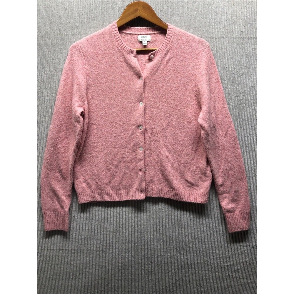 J.Crew Extra Soft Cardigan Sweater Womens L Pink Merino Wool Classic Preppy